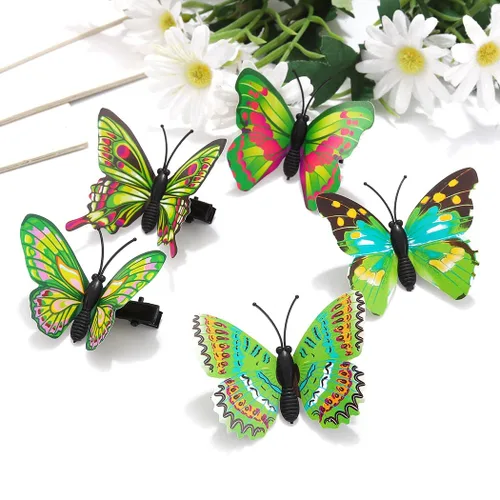 Miniatura 4 de BARTOSI Pinzas para el cabello de mariposa verde, lindos pasadores para el cabello, accesorios para el cabello de mariposa para mujeres y niñas