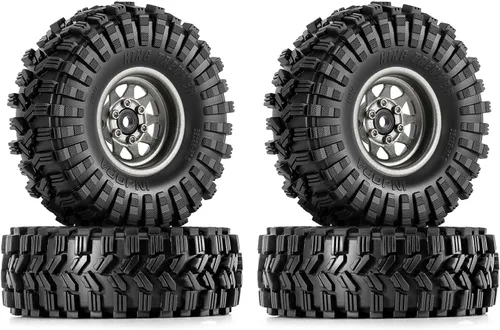 Miniatura 9 de Juego de ruedas Beadlock de 1.0 - 3.78 mm de desplazamiento para coche de oruga RC 1/18 1/24 Axial AX24 SCX24 FMS FCX24 TRX4M, Negro (W1004-T1014)
