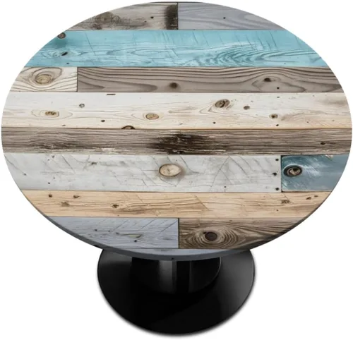 Miniatura 45 de Pardick Mantel redondo ajustable con borde elástico de 36 a 42 pulgadas, mantel ajustable para mesa redonda, mantel circular, impermeable, lavable