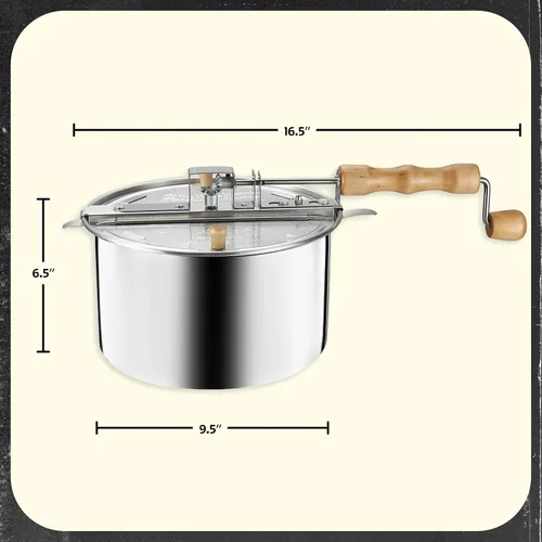 Miniatura 5 de Great Northern Popcorn Máquina para hacer palomitas de maíz con asas de madera, plata, 5 cuartos de galón (529019ECS)