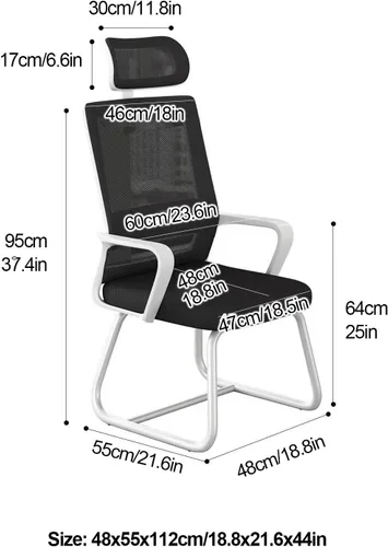 Miniatura 2 de Silla de oficina ergonómica, sillas de escritorio de oficina en casa, silla de oficina de malla, silla ejecutiva de malla con reposacabezas Blanco B