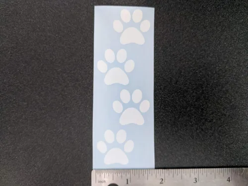 Miniatura 6 de Paquete de 4 calcomanías de patas: patas de perro, amor con pata, latido del corazón de la pata, huellas de patas (blanco, pequeño ~ 3.5 pulgadas)