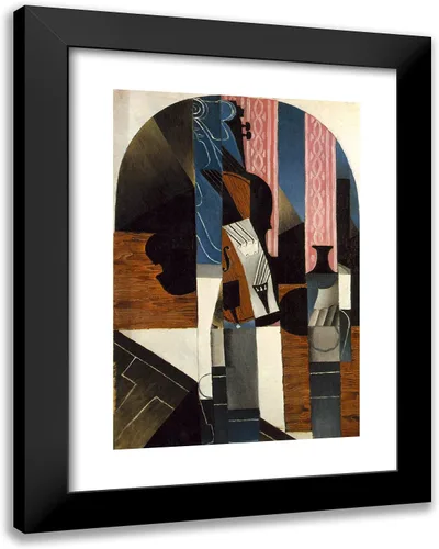 ArtDirect Gris, Juan 19x24 Black Modern Framed Art Print Titled: Violin and Ink Bottle on a Table