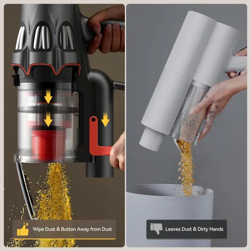Miniatura 7 de Aspiradoras para el hogar, aspiradora inalámbrica antienredos de hasta 90 minutos con filtro HEPA, aspiradora portátil recargable inalámbrica de 590