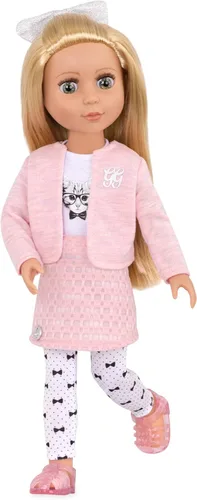Miniatura 15 de Glitter Girls – Muñeca de moda de 14 pulgadas – Cabello castaño y ojos azules – Vestido rosa, zapatos brillantes y lazo para el cabello – Muñecas