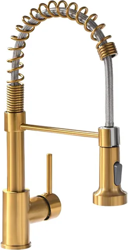Miniatura 28 de GIMILI Grifo de cocina con pulverizador desplegable orificio único grifo de fregadero de acero inoxidable, adecuado para granjas, RV, lavandería