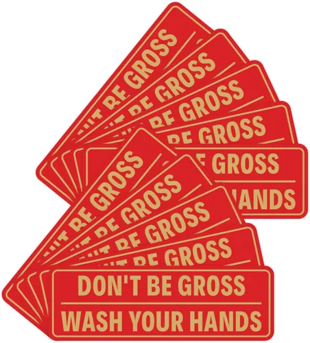 Miniatura 16 de Letrero estándar para puerta o pared, diseño de "Don't Be Gross ("Wash Your Hands"), color negro, mediano