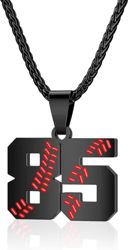 Miniatura 24 de Collar con número de béisbol para niños 00-99, collar con número de camiseta de béisbol de acero inoxidable, colgante personalizado, regalo