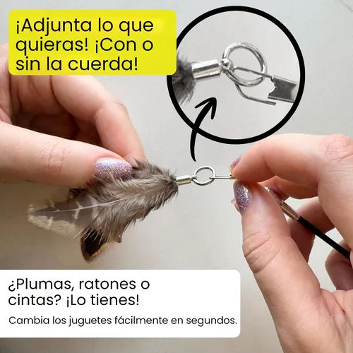 Miniatura 9 de Forever Stick - La varita de plumas para gatos indestructible, juguete interactivo extra largo y duradero para gatos de interior, juguete de caña