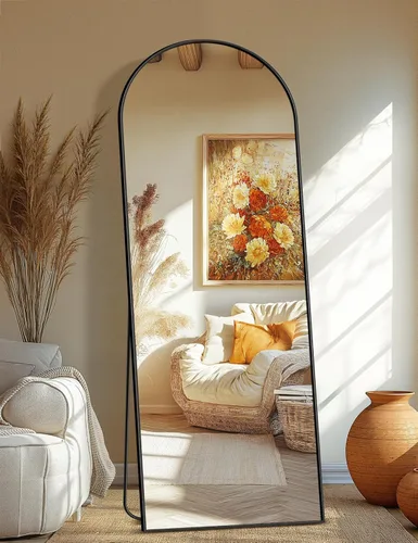 Miniatura 13 de TRAHOME - Espejo arqueado de longitud completa, de 56 x 15 pulgadas, espejo de cuerpo completo para colocar de pie en la pared, con marco de Dorado