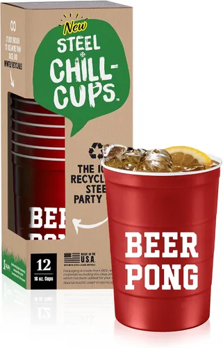 Miniatura 26 de Steel Chill Cups Party Cup America the Beautiful Design para bebidas frías, duradero, desechable, reciclable, fabricado en Estados Unidos, gris, 12