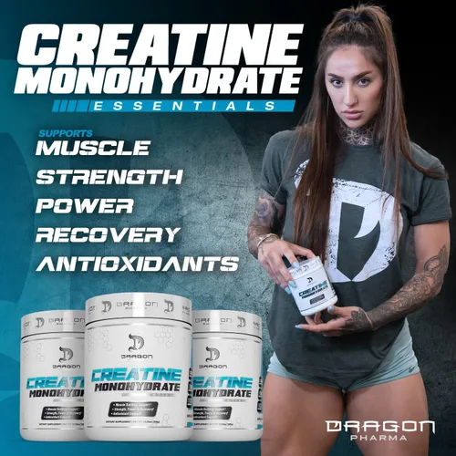 Miniatura 3 de DRAGON PHARMA Monohidrato de creatina, ayuda a la recuperación muscular, suplemento posentrenamiento, soporte antioxidante (60 porciones, sin sabor)