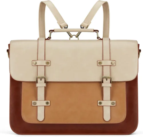 Miniatura 10 de ECOSUSI Bolsa de mensajero de cuero vegano para mujer, maletín de moda, bolso de mano para computadora