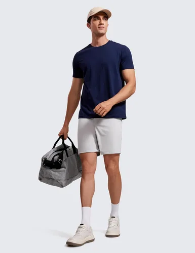 Miniatura 3 de CRZ YOGA Pantalones cortos de entrenamiento elásticos en cuatro direcciones para hombre, 7 pulgadas, suaves, duraderos, casuales, con bolsillos