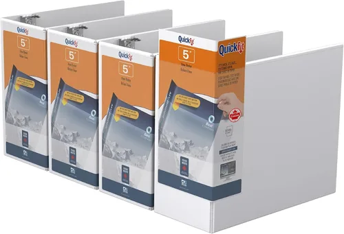 Miniatura 15 de QuickFit Carpeta de 3 anillas para la escuela u oficina, anillo D, color blanco, paquete de 6, 1 pulgada