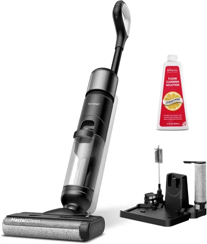 Ultenic Aspiradora y trapeador inalámbrico en seco y húmedo, Combo de aspiradora y trapeador con auto-limpieza, 50 minutos de duración, detección