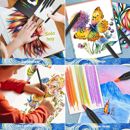 Miniatura 6 de 12 lápices de color arcoíris tamaño jumbo, suministros de arte para dibujar, hacer bocetos y colorear, regalos divertidos de Navidad para niños