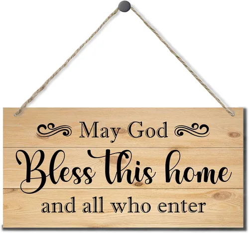 Miniatura 10 de Letrero decorativo de madera con texto en inglés «May God Bless This Home» («May God Bless This Home»)