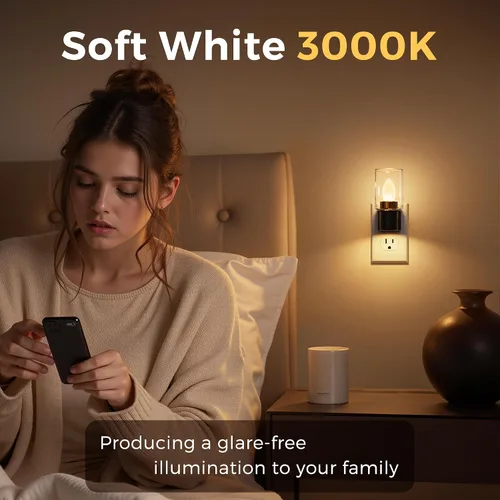 Miniatura 5 de L LOHAS LED - Luz de noche en forma de vela sin llama, luz nocturna enchufable, sensor de crepúsculo a amanecer regulable con rotación de 350°