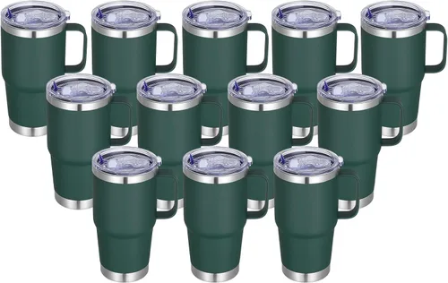 Miniatura 7 de Vaso térmico de acero inoxidable de 20 oz con asa, envase a granel, vasos termales metálicos aislados, taza de café de viaje con asa, vaso de doble