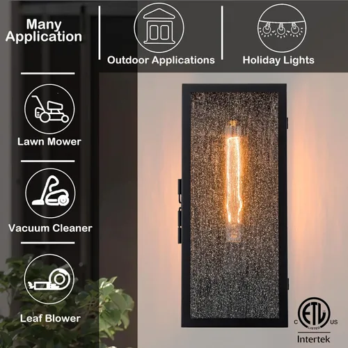 Miniatura 4 de Luz de Porche con Salida GFCI, Accesorios de Iluminación Exterior en Negro Mate, Lámpara de Aluminio Impermeable para Exteriores con Vidrio