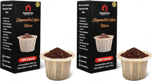 Miniatura 10 de 100 unidades de filtros de café K Cup desechables Fanativita para taza única Keurig, compatibles con todas las K Cup reutilizables (blanco)