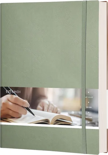 EMSHOI Cuaderno Bullet Journal de Puntos, Diario B5 Grande de Cuero Suave, 192 Páginas Numeradas 100gsm Cuaderno de Cuadrícula de Puntos Grueso para