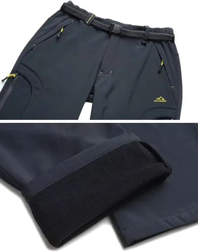 Miniatura 5 de MAGCOMSEN Men's Winter Pants 5 Zip Pockets Snow Ski Pants Fleece Lined Water Resistant Hiking Pants