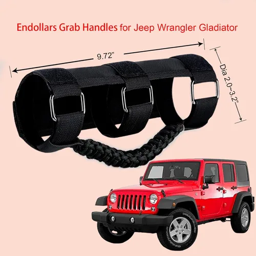 Miniatura 5 de Asas de agarre para barra antivuelco, accesorios para Jeep Wrangler JL JK TJ YJ Gladiator 4XE Rubicon Sahara Unlimited (negro 2 unidades)