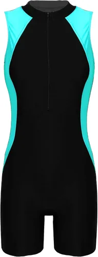 Miniatura 4 de Traje de baño de una pieza para mujer, diseño de bloques de color, sin mangas, trajes de baño de talla grande