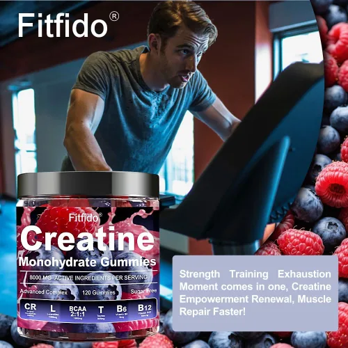 Miniatura 8 de Gomitas de Complejo de Monohidrato de Creatina 8000mg para Hombres y Mujeres, Contiene L-carnitina y Taurina, Desarrolla Músculo, Aumenta