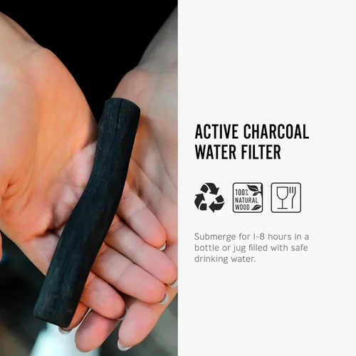 Miniatura 3 de BLACK + BLUM Varillas de filtro de agua de carbón Filtro de carbón de hidratación antigua tradición japonesa, dura 6 meses cada uno, madera negro