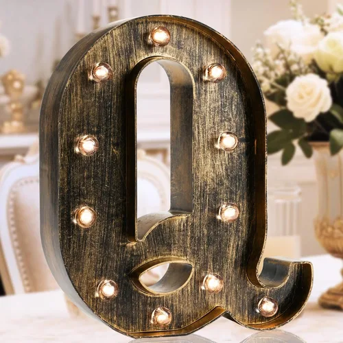 Miniatura 28 de Oycbuzo - Cartel de letras con luces LED doradas y negras, estilo industrial y clásico, para decoración de cafeterías, bodas, fiestas de cumpleaños