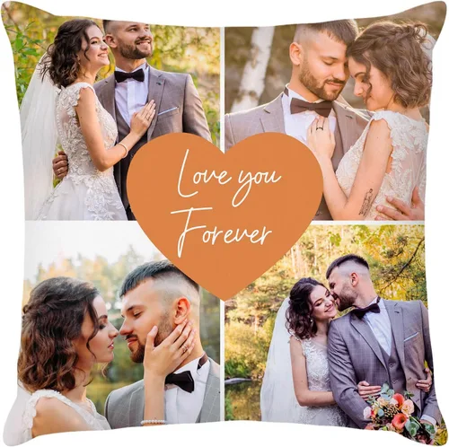 Easycosy Almohada personalizada con texto de imagen, funda de almohada con foto, regalos personalizados para parejas, funda de cojín con foto, 4