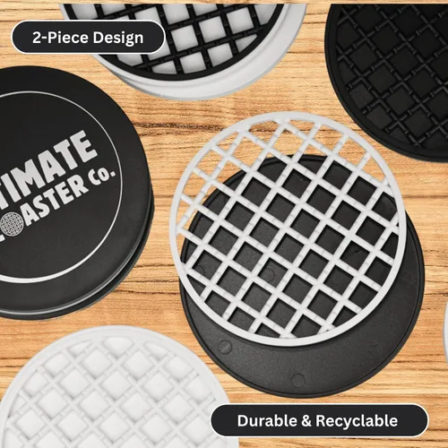Miniatura 8 de Posavasos con soporte, 4 unidades, posavasos para bebidas calientes o frías, duradero, antideslizante, antiadherente, negro (negro)
