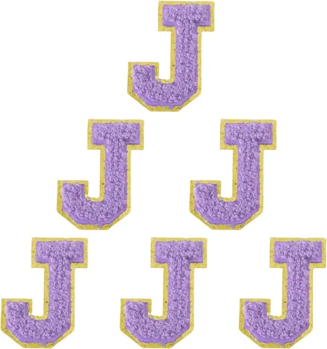 Miniatura 101 de 6 piezas de parches de letras de chenilla autoadhesivas, parches de letras preppy de 2 pulgadas para bolsos, ropa y sombreros, grandes pegatinas