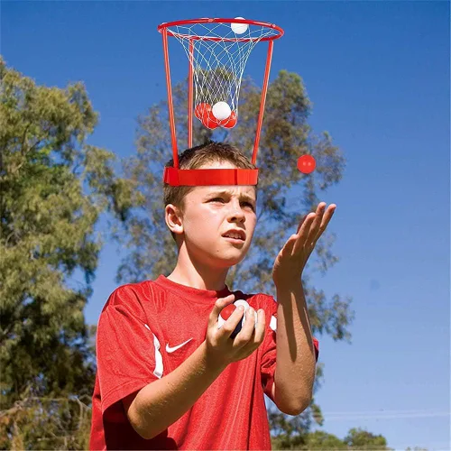 Miniatura 6 de Paquete de 2 aros de cabeza de baloncesto para juegos de fiesta para niños y adultos, diadema de canasta ajustable con 20 pelotas para carnaval