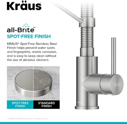 Miniatura 6 de KRAUS Bolden KPF-1610SFS - Grifo de cocina extraíble de una sola manija de estilo comercial de acero inoxidable sin manchas, con 2 funciones