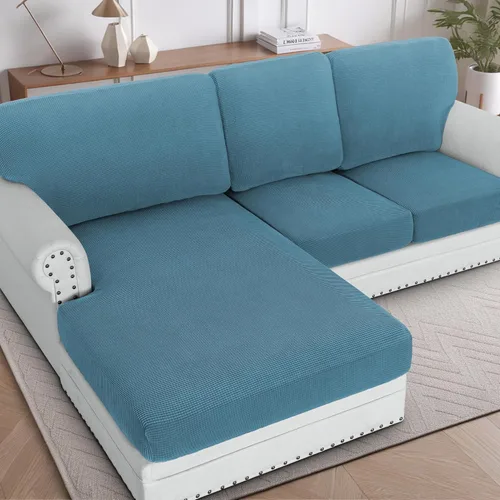 Miniatura 42 de H.VERSAILTEX Fundas para sofá seccional, 4 piezas, fundas de cojín de asiento de sofá en forma de L, fundas de cojín separadas para chaise longue