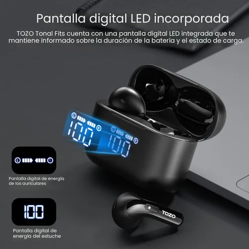 Miniatura 2 de TOZO Auriculares inalámbricos T21 Bluetooth de 5.3 pulgadas, micrófono dual, cancelación de ruido, IPX8, reproducción de 44 horas, sonido estéreo
