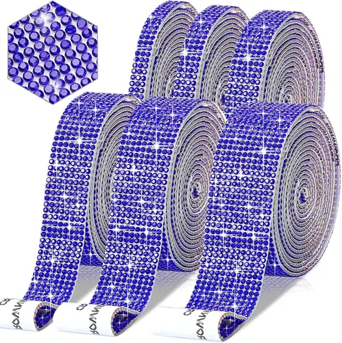 Miniatura 17 de 6 rollos de cinta de diamantes de imitación autoadhesiva con diamantes de imitación de 0.079 pulgadas (0.079 in) para manualidades, decoración de AB