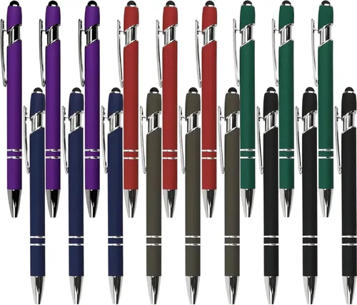 Miniatura 7 de Oddmoal Bolígrafo con punta de lápiz, bolígrafo de metal suave al tacto, punta media de 0.039 pulgadas, tinta negra, 12 unidades (color mezclado)