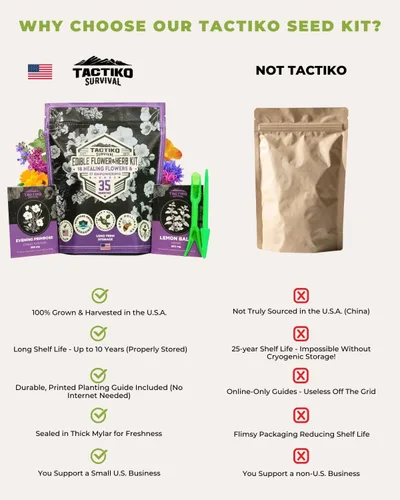 Miniatura 8 de Tactiko - Juego de 35 semillas comestibles de flores y hierbas, semillas cultivadas en Estados Unidos, semillas de polinización abierta sin OMG