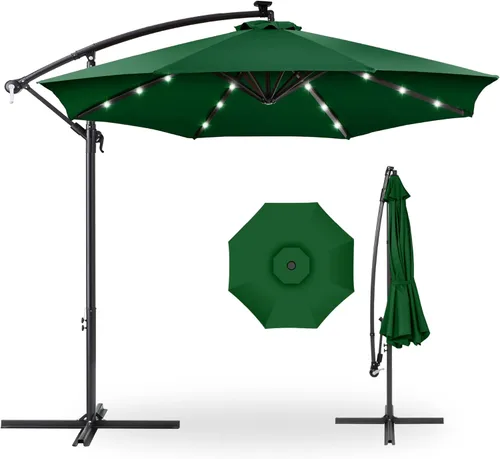 Miniatura 22 de Best Choice Products - Paraguas solar LED de 10 pies para colgar en el mercado o patio Gris