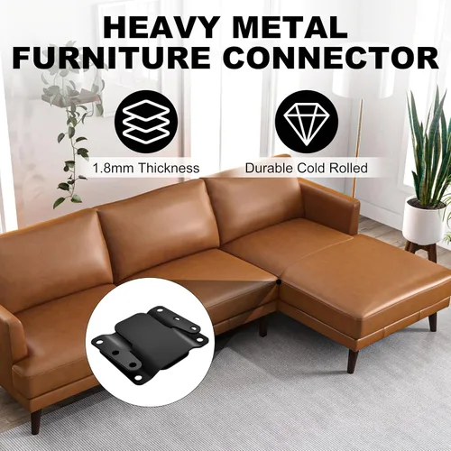 Miniatura 6 de 4 piezas de sofá seccional universal entrelazado, conectores de sofá seccionales, soporte de conector de sofá