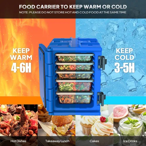 Miniatura 3 de ROVSUN Transportador de bandejas de alimentos aislado de 82 cuartos de galón, calentador de alimentos Hot Box para 5 bandejas de tamaño completo