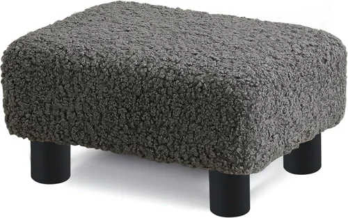 Miniatura 9 de BRIAN & DANY Taburete pequeño para pies, taburetes de lino con patas, reposapiés pequeño estable para sala de estar, beige