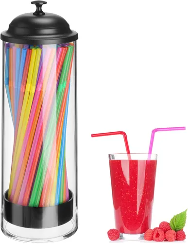 Miniatura 13 de Patelai Dispensador de popotes y 100 popotes de plástico para beber, organizador con tapa, dispensador de pajitas transparentes para mostrador