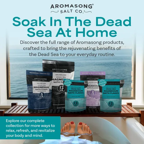 Miniatura 7 de Aromasong Copos de magnesio del Mar Muerto para baño, 16,325 mg de cloruro de magnesio por baño, alternativa superior a la sal de Epsom, se utiliza