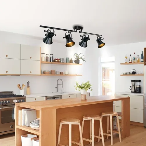 Miniatura 2 de Iluminación de riel, 37 pulgadas, accesorios de iluminación de pista rústica para techo, 4 luces, luz grande de pista de granja para cocina, bar